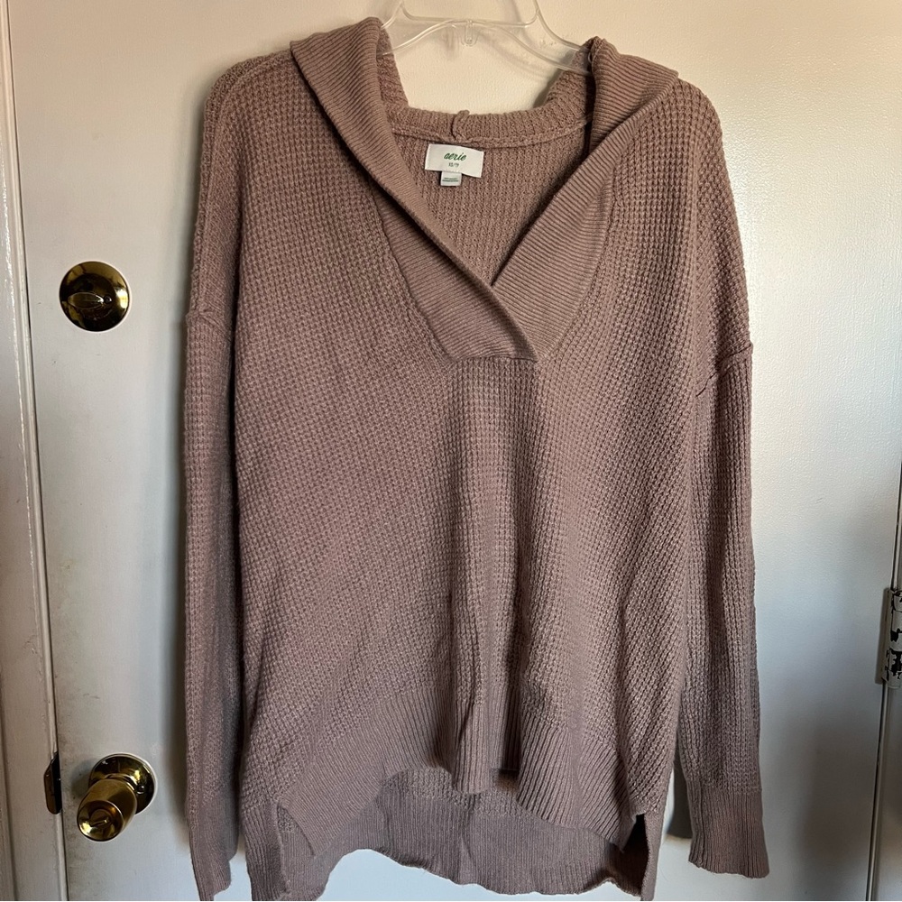 Aerie Oversized Knit Hoodie Sweater